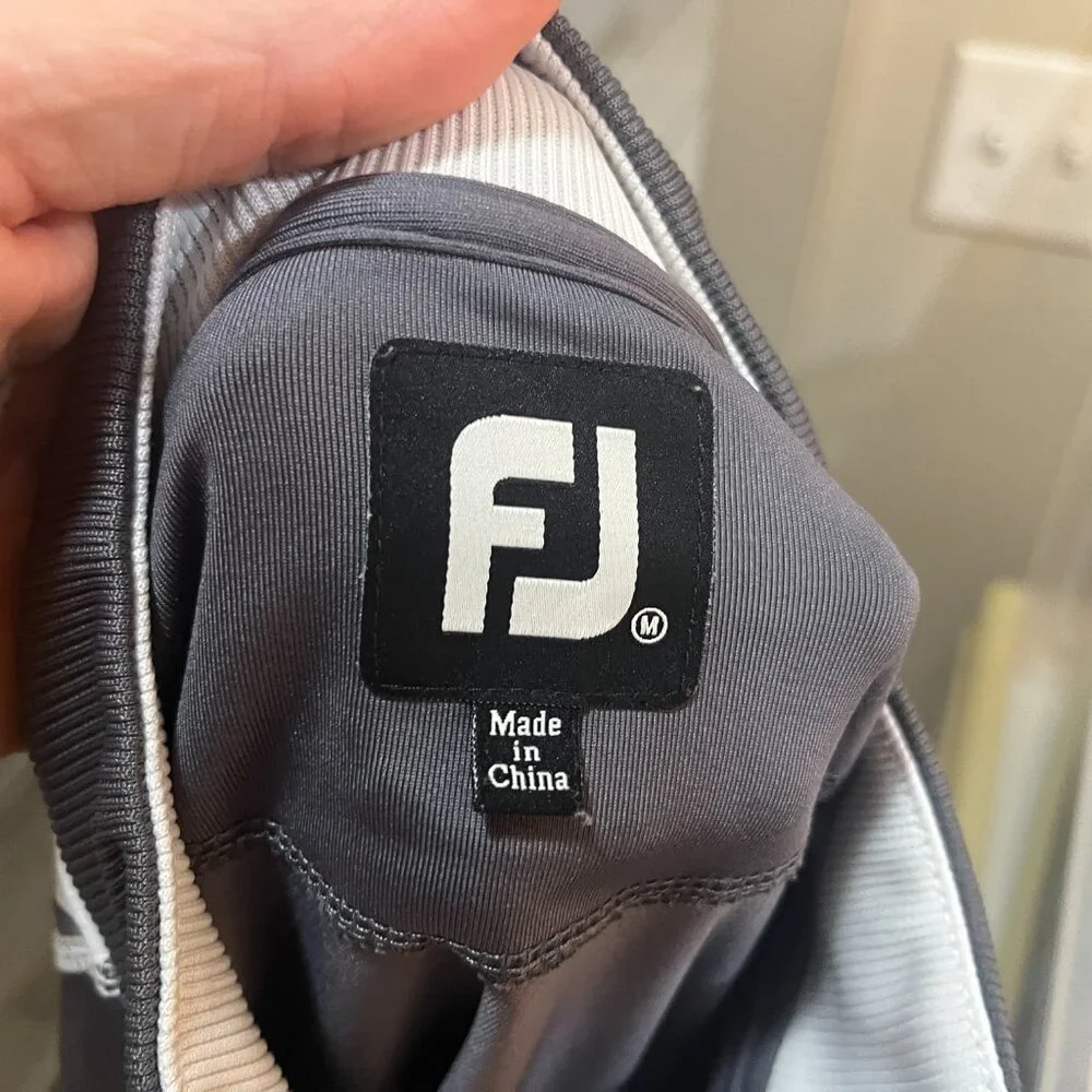 ⛳ FootJoy FJ Men’s Gray White 1/2 Zip Performance Jacket M EUC 🏌️